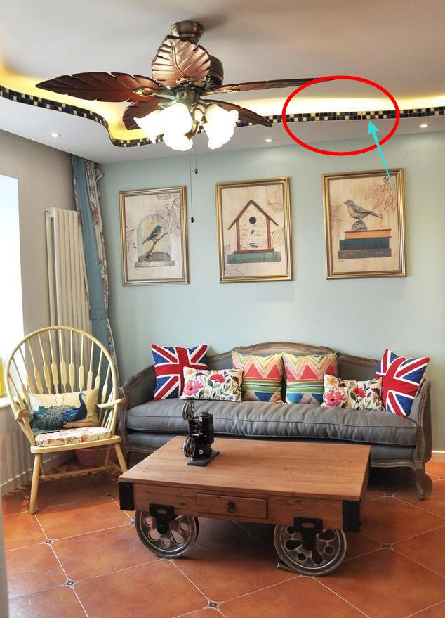 媳妇硬要做“曲线吊顶”！全房复古家具茶几带轮子！谁见过？(图4)