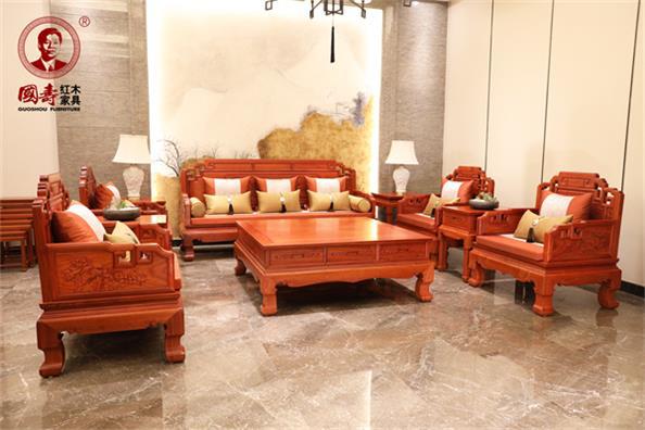 非遗红木家具国寿红木：富荣沙发尊享富贵荣华(图1)