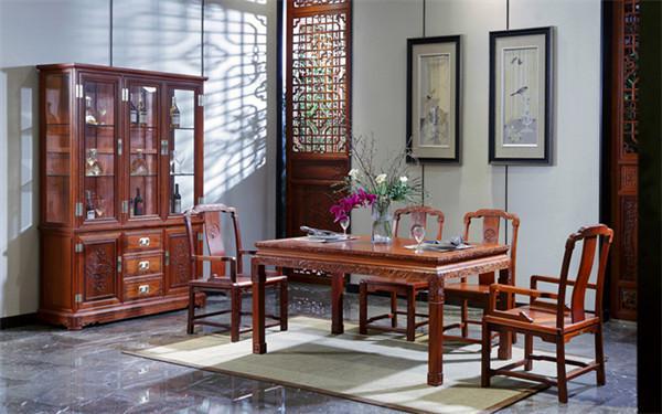 缅甸花梨红木家具国寿红木：禅意东方长餐桌静享家的温馨时光(图1)