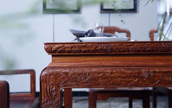 缅甸花梨红木家具国寿红木：禅意东方长餐桌静享家的温馨时光(图2)