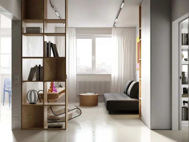 53㎡小户型巧用多功能家具一居变两居(图1)