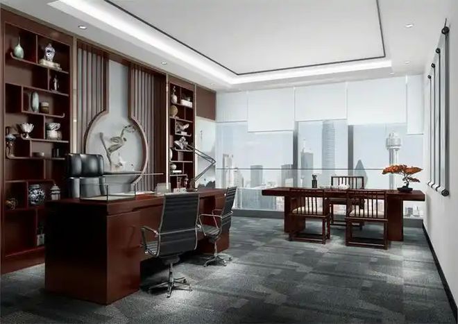 kaiyun体育网页版高端老总办公室效果图：打造领袖风范与商务精英的专属领地(图2)