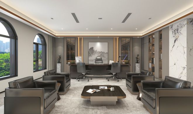 kaiyun体育网页版高端老总办公室效果图：打造领袖风范与商务精英的专属领地(图4)