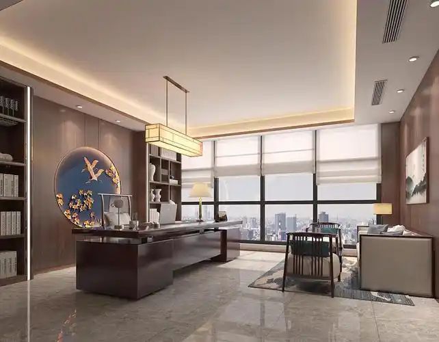 kaiyun体育网页版高端老总办公室效果图：打造领袖风范与商务精英的专属领地(图1)