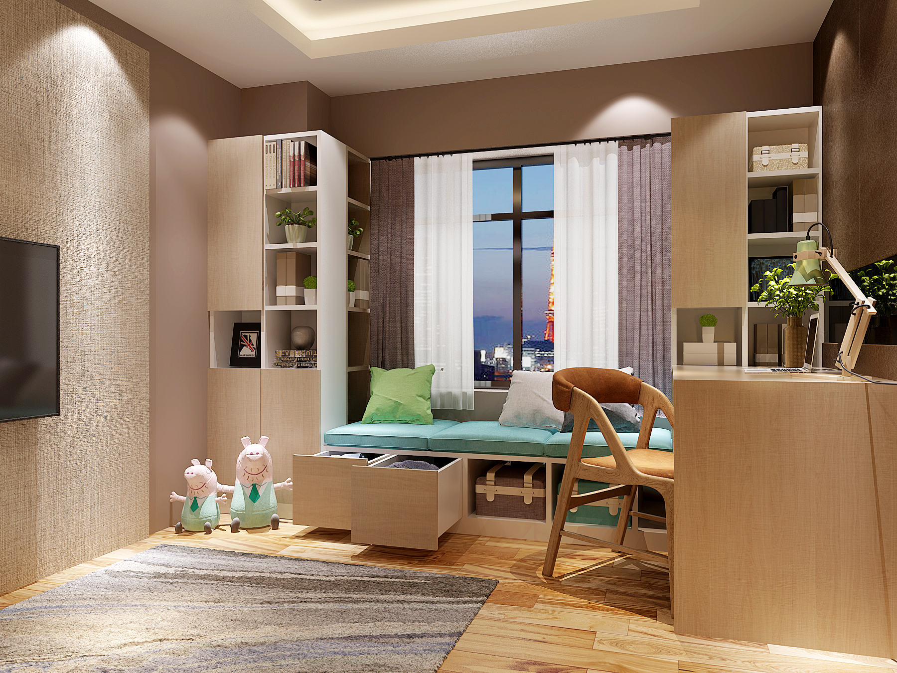 小卧室多功能家具设计案例图(图2)