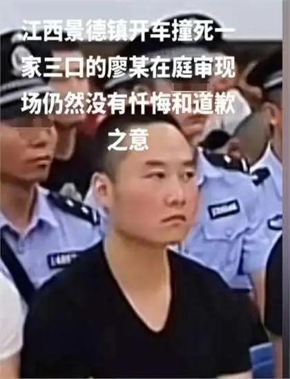 撞死一家三口的廖某宇照片曝光！法庭上满脸不服看不出一丝悔意(图4)