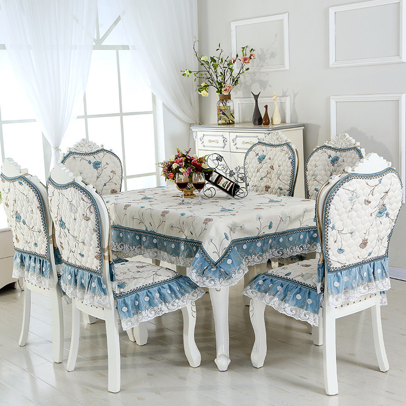 紫苓兰家居家纺布艺棉麻餐桌布椅垫椅背餐椅垫圆桌布套装熹公主粉色中式130180一块(图1)